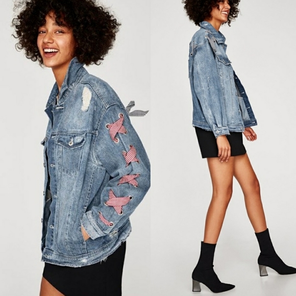 Zara denim jacket with bows - Picture 3 of 12